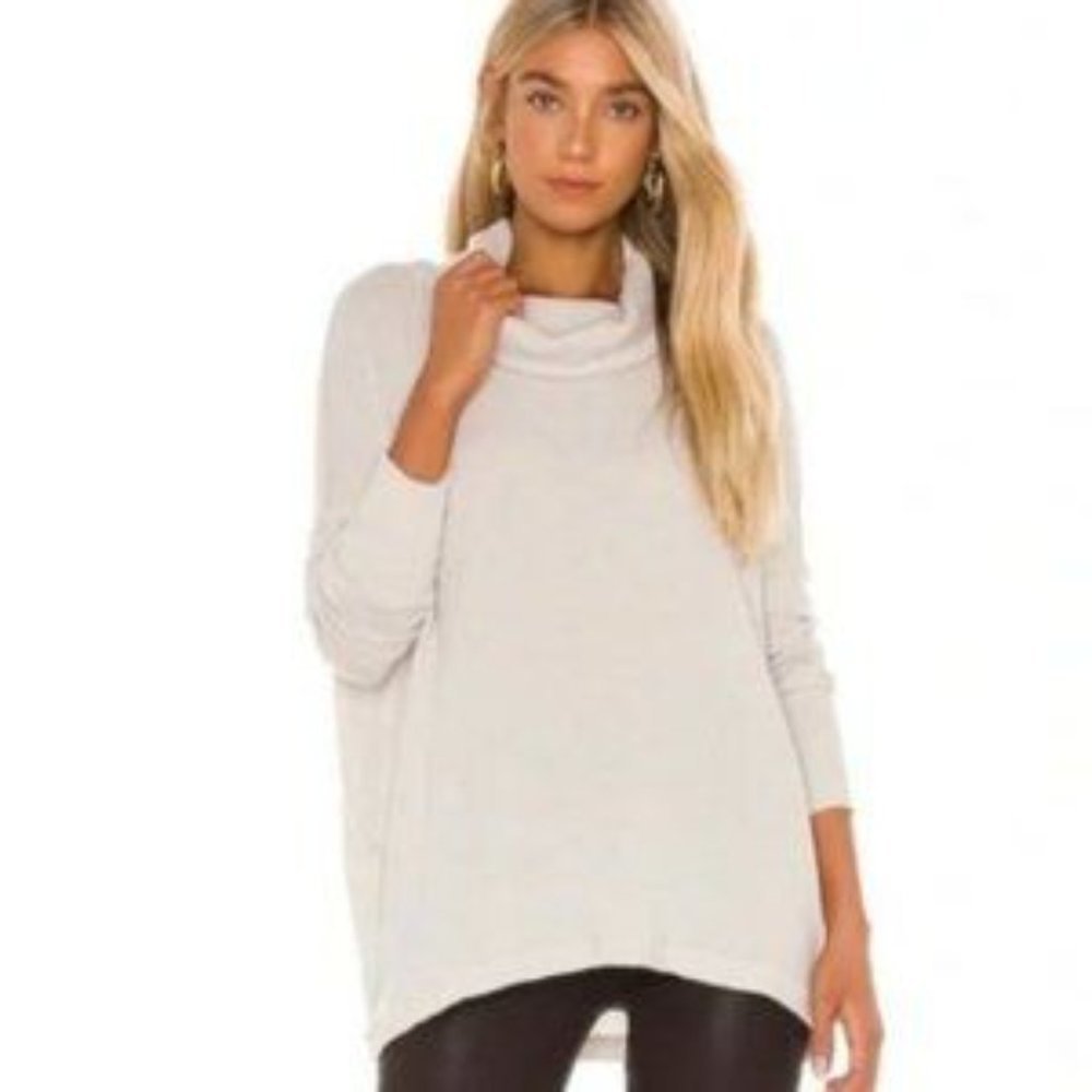 Free People Juicy Long Sleeve Women's Waffle Mock Longsleeve Size Xs Stone Cold